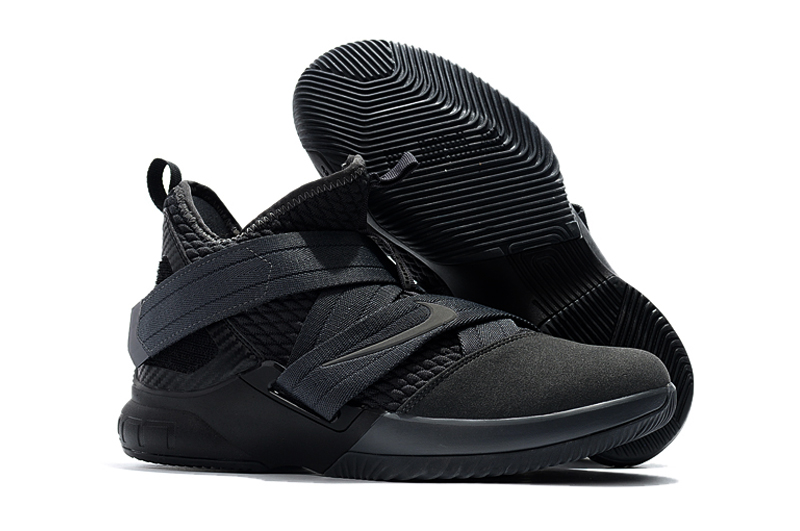 Women Nike Lebron Soldier 12 All Black Shoes